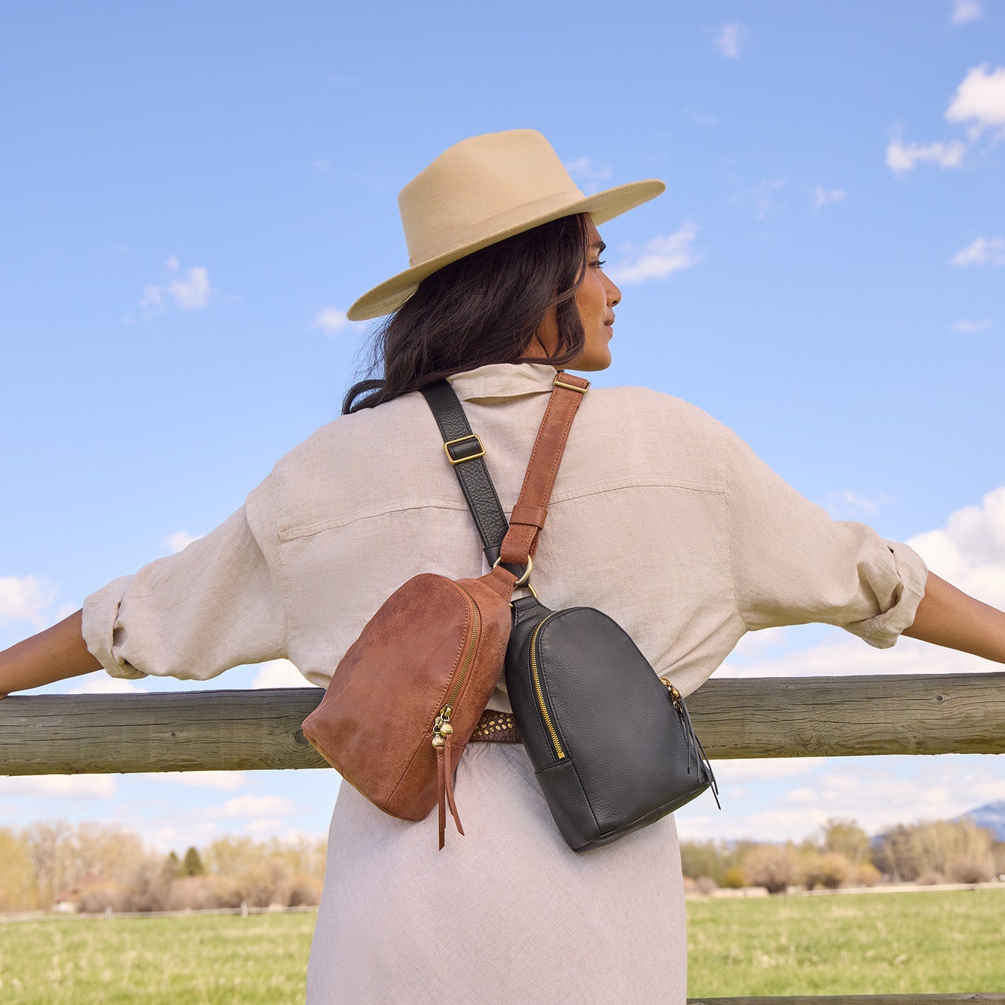Fern Sling in Buffed Leather - Burnished Saddle