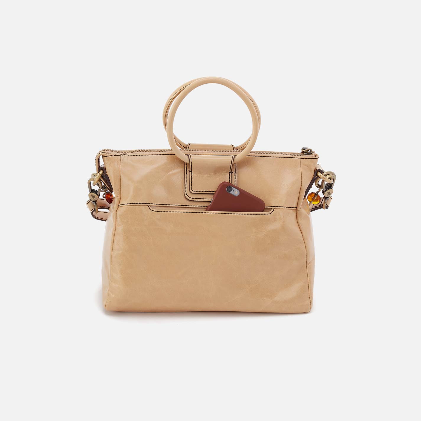 Sheila Medium Satchel in Polished Leather - Desert Sand