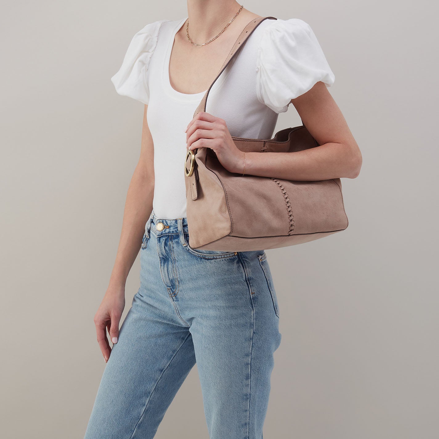 Render Shoulder Bag In Buffed Leather - Hazel