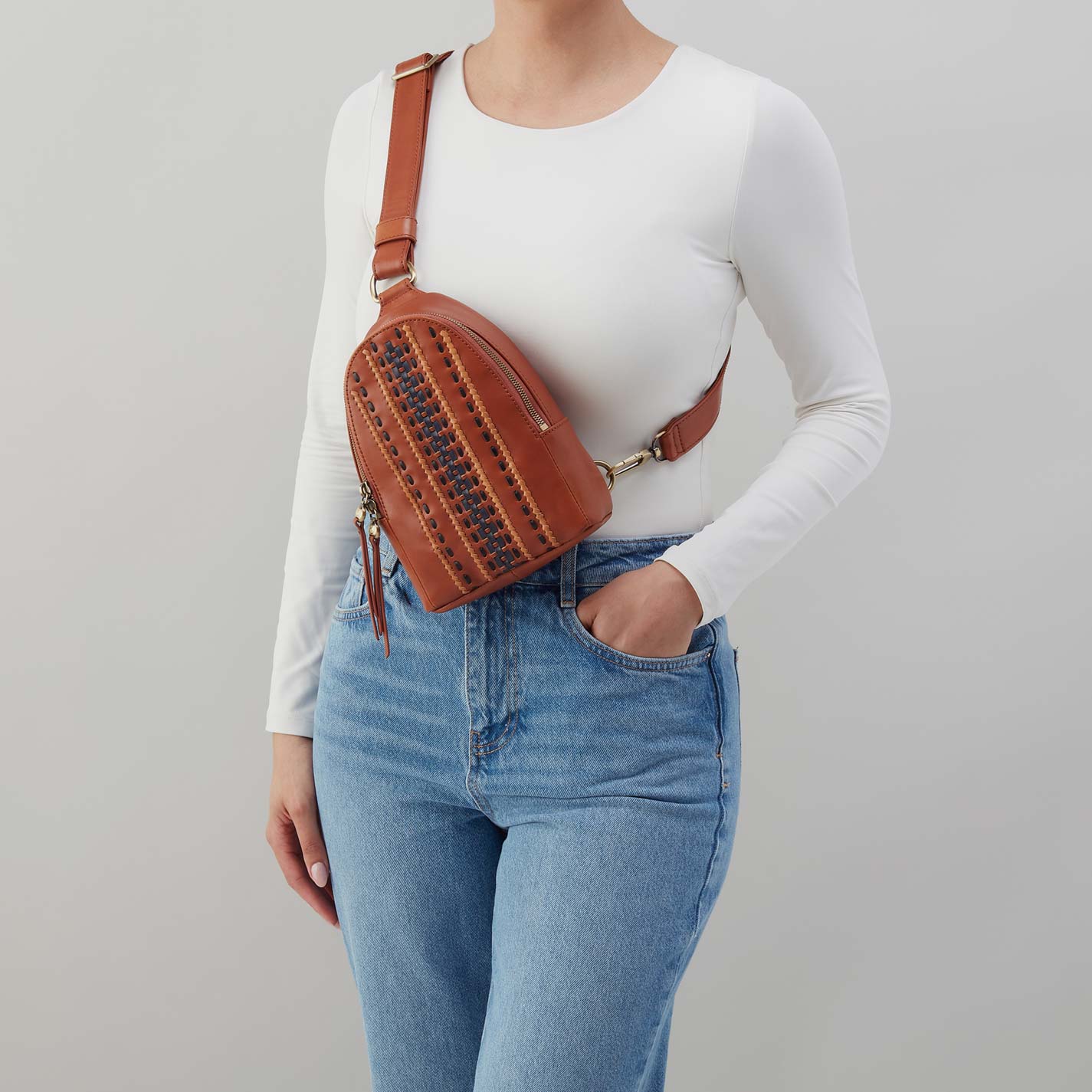 Fern Sling in Smooth Leather with Multi Stitch - Timberline