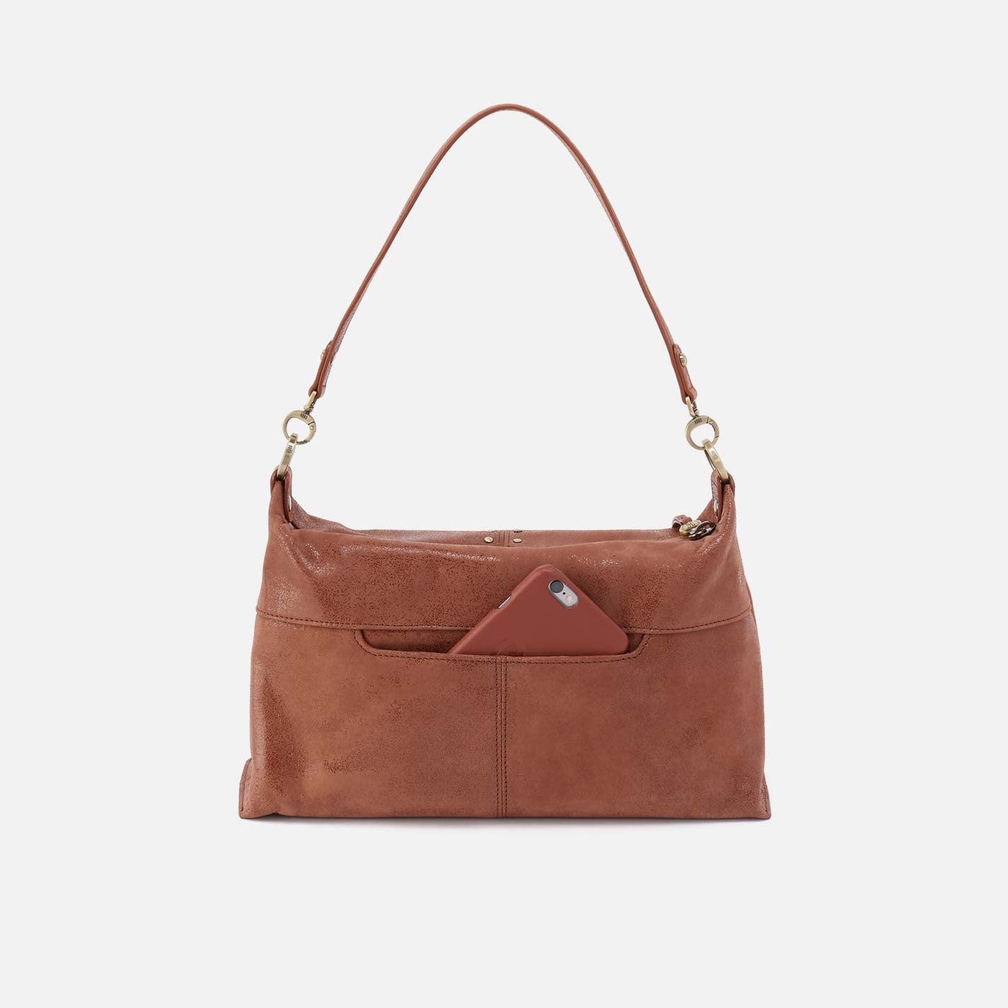 Avon Shoulder Bag in Buffed Leather - Burnished Saddle