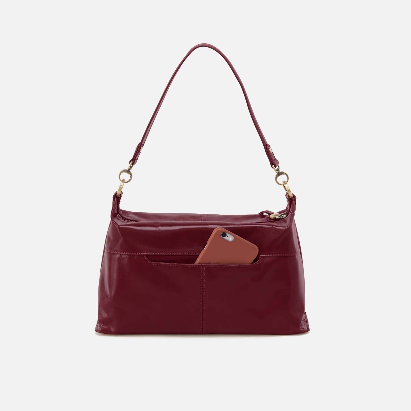 Avon Shoulder Bag in Polished Leather - Saddleberry