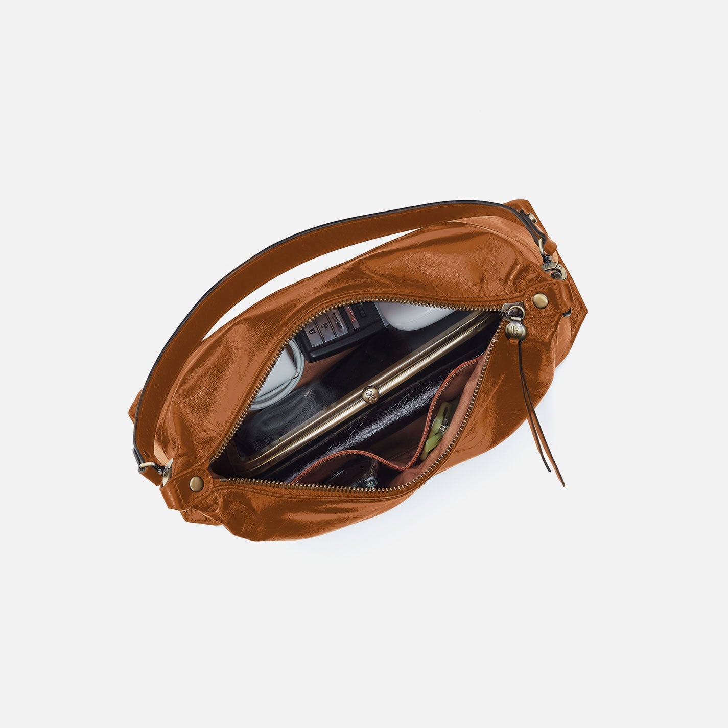Avon Shoulder Bag in Polished Leather - Truffle