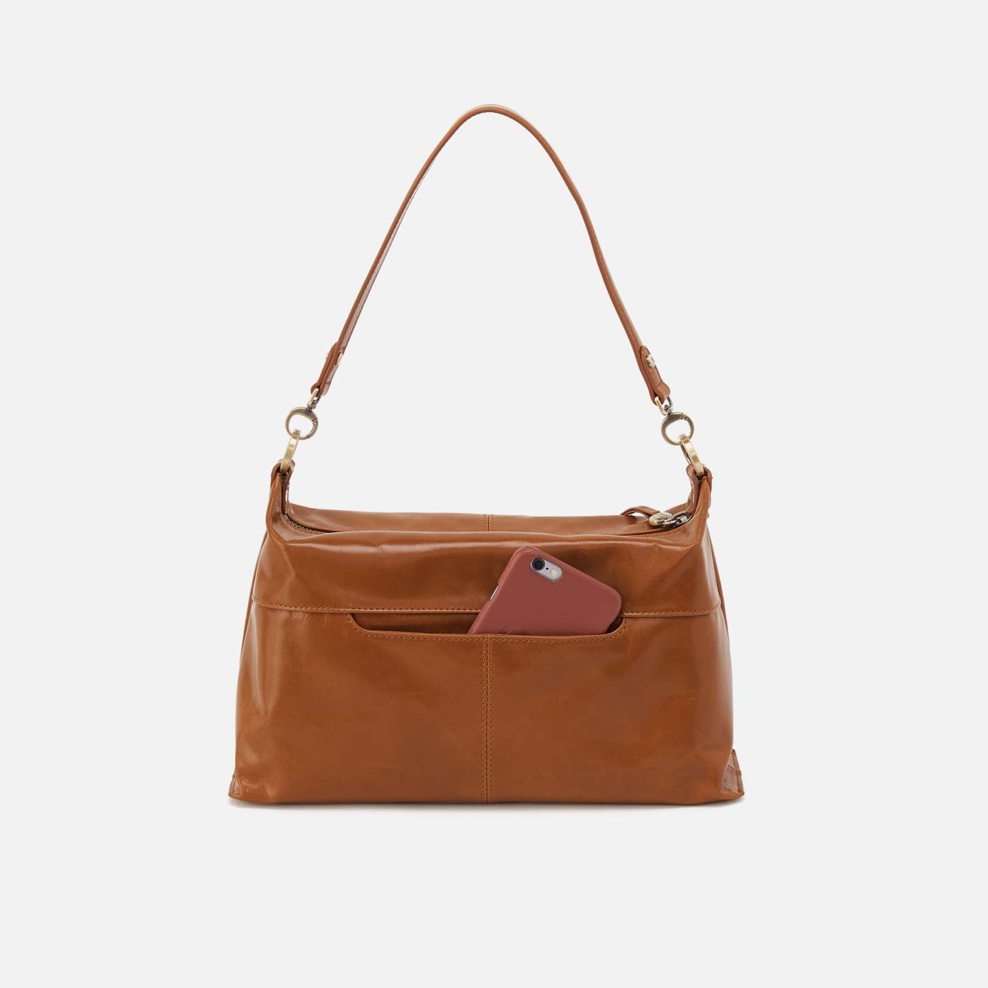 Avon Shoulder Bag in Polished Leather - Truffle